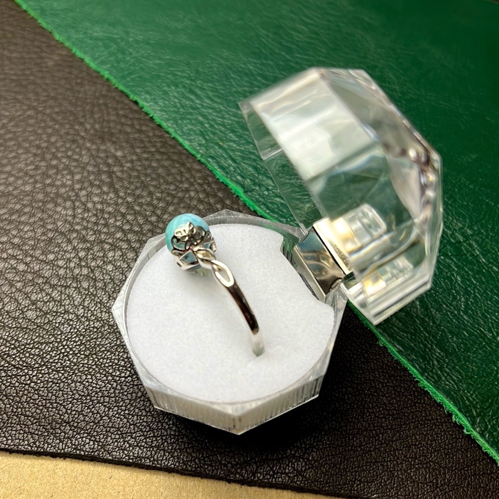 Sterling Silver Larimar Resizable Ring - Picture 4 of 4